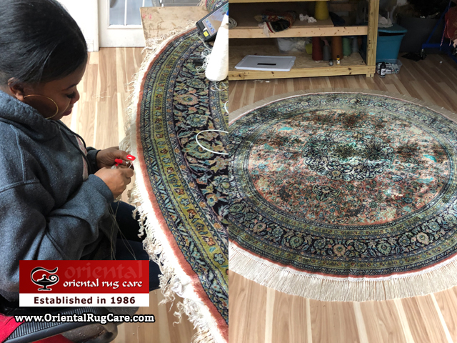 Round Persian Rug Fringe Restoration Palm Beach